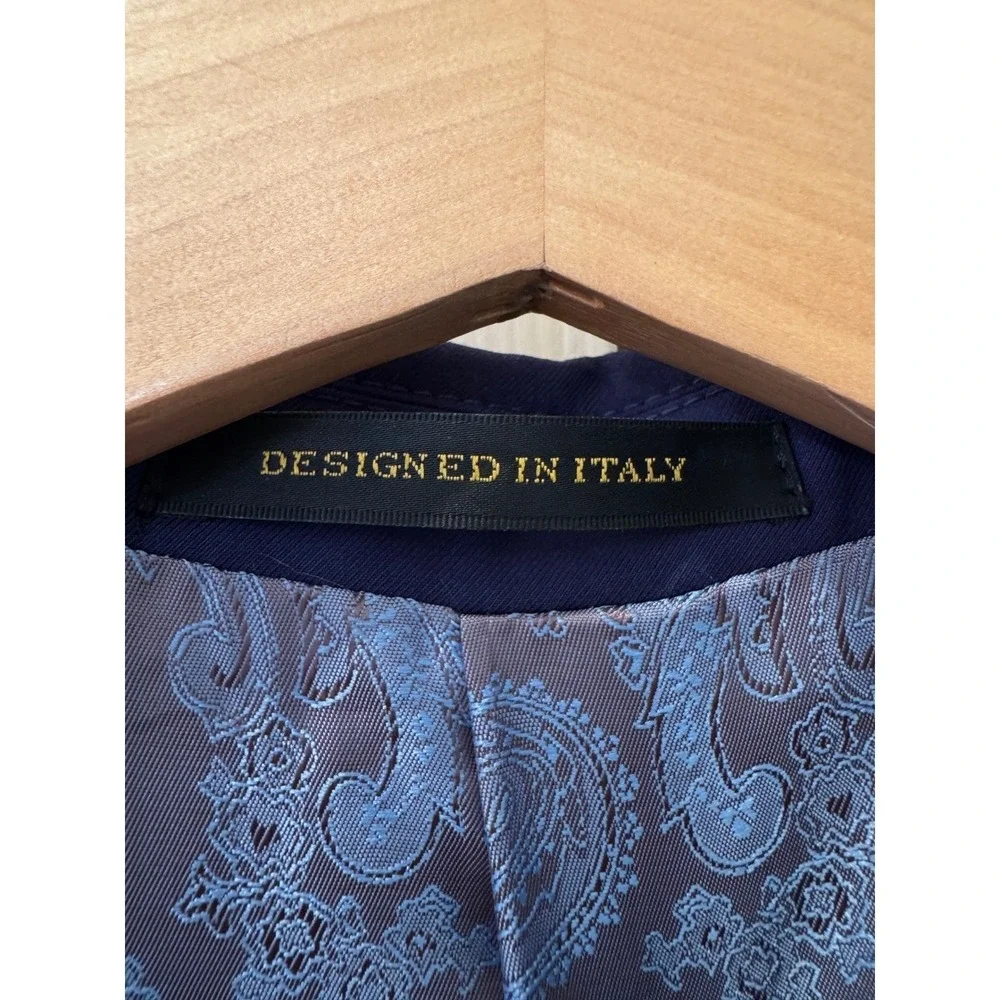 Porto Filo Mens Slim Fit Double Breasted Blazer Blue 40R S027D Designed in Italy